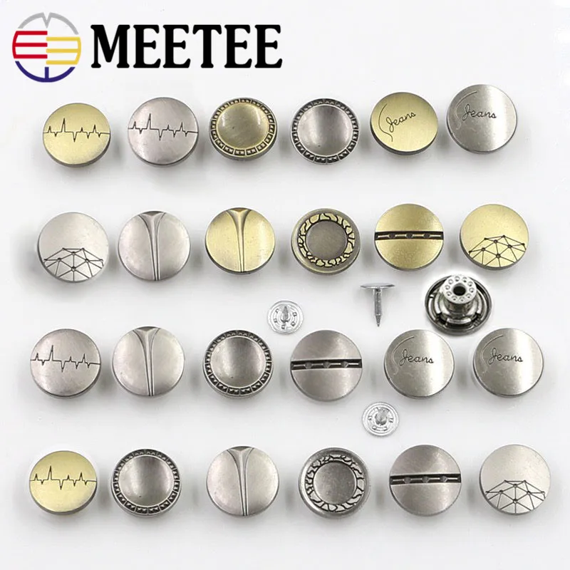 Meetee 10pcs 17mm High-grade Metal Jeans Button Men's Women's Denim Clothing Decoration DIY Sewing AccessoriesD2-14 | Дом и сад