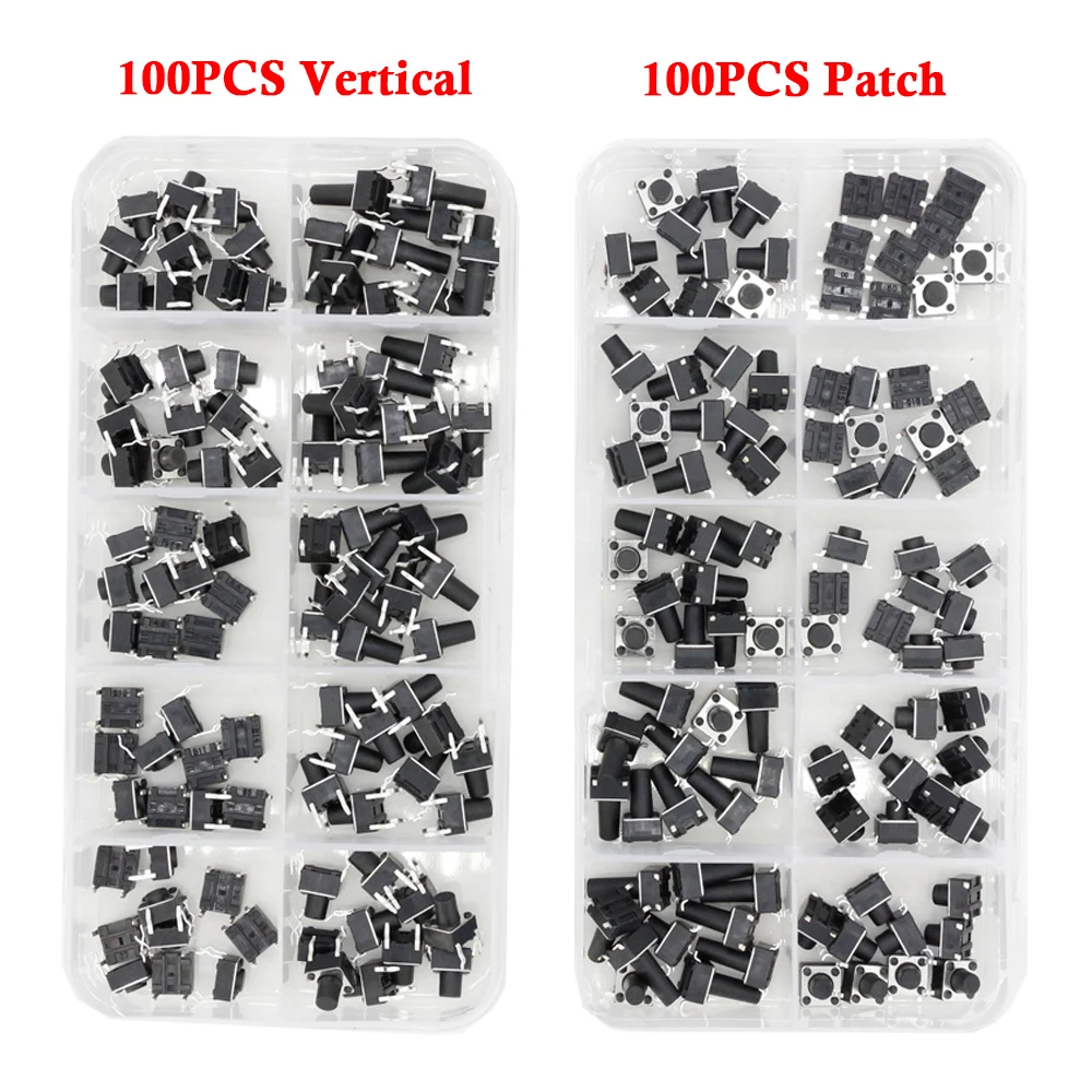 100 PCS 10 모델 6*6 택트 스위치 촉각 푸시 버튼 스위치 키트 높이: 4.1 5~12MM DIP 4P 마이크로 스위치 6x6 키 스위치