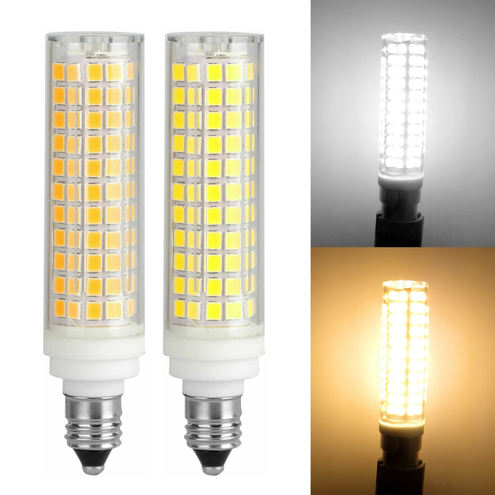 

136 LED Dimmable Lights E14 E12 E11 Ceramic Corn Bulbs Candelabra Base 15W Replace 150W Halogen Lamps 220V 110V for Home Ampoule