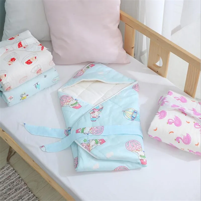 90*90cm plus thick cotton baby hooded towel soft newborn baby hooded wrap cartoon printed kids hooded blanket