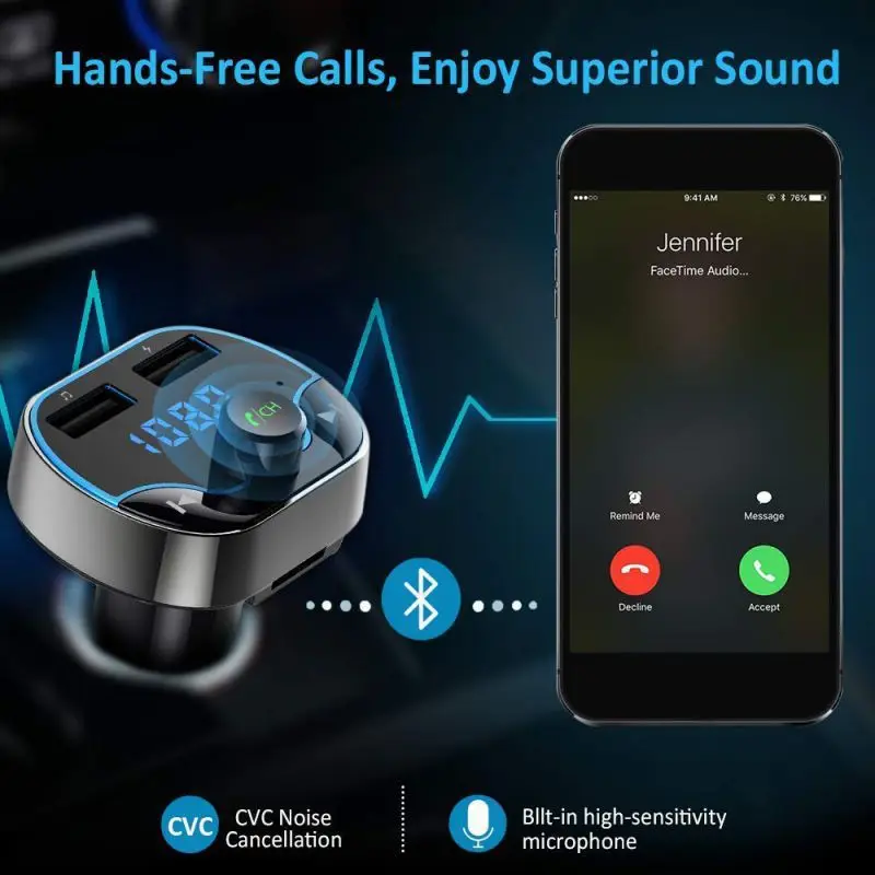 Автомобильный mp3 плеер экран дисплея Aux модулятор Handfree Горячая QC3.0 Bluetooth 5,0 fm-передатчик комплект беспроводной связи Bluetooth для автомобиля