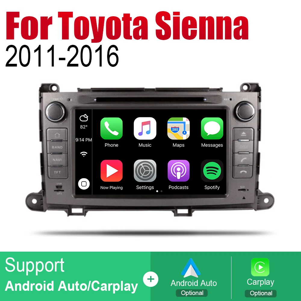 Автомагнитола для Toyota Sienna XL30 2011 2012 2013 2014 2015 2016 2din Android с GPS навигацией стерео