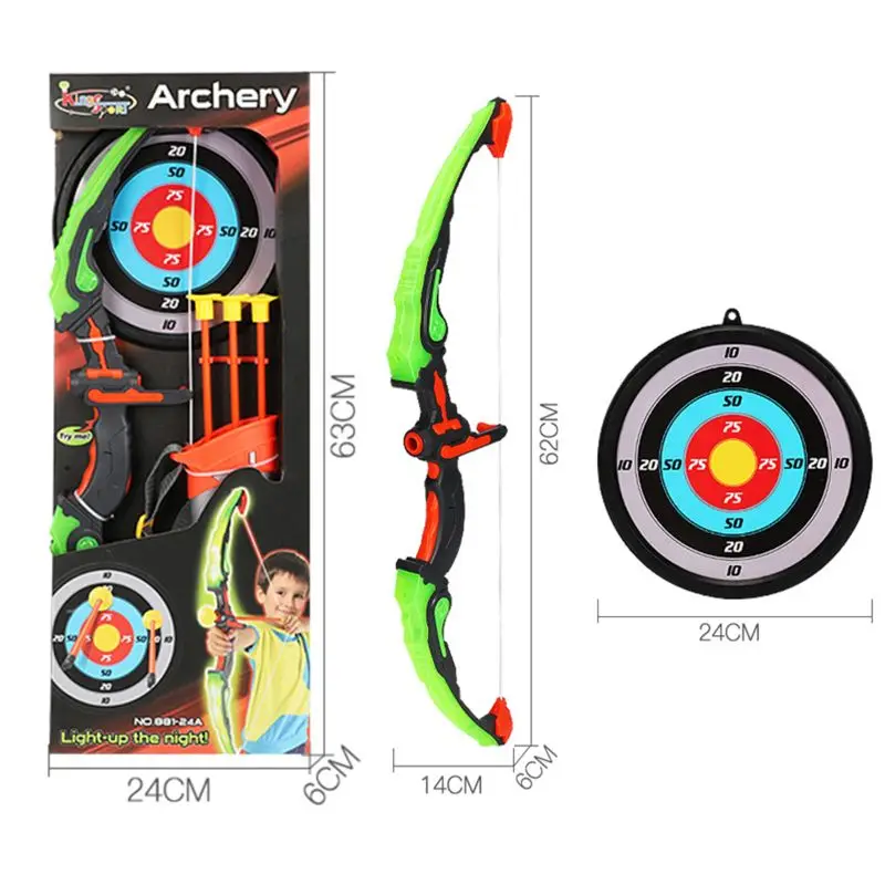 

Light Up Archery Bow and Arrow Toy Set for Boys Girls With 3 Suction Cup Arrows