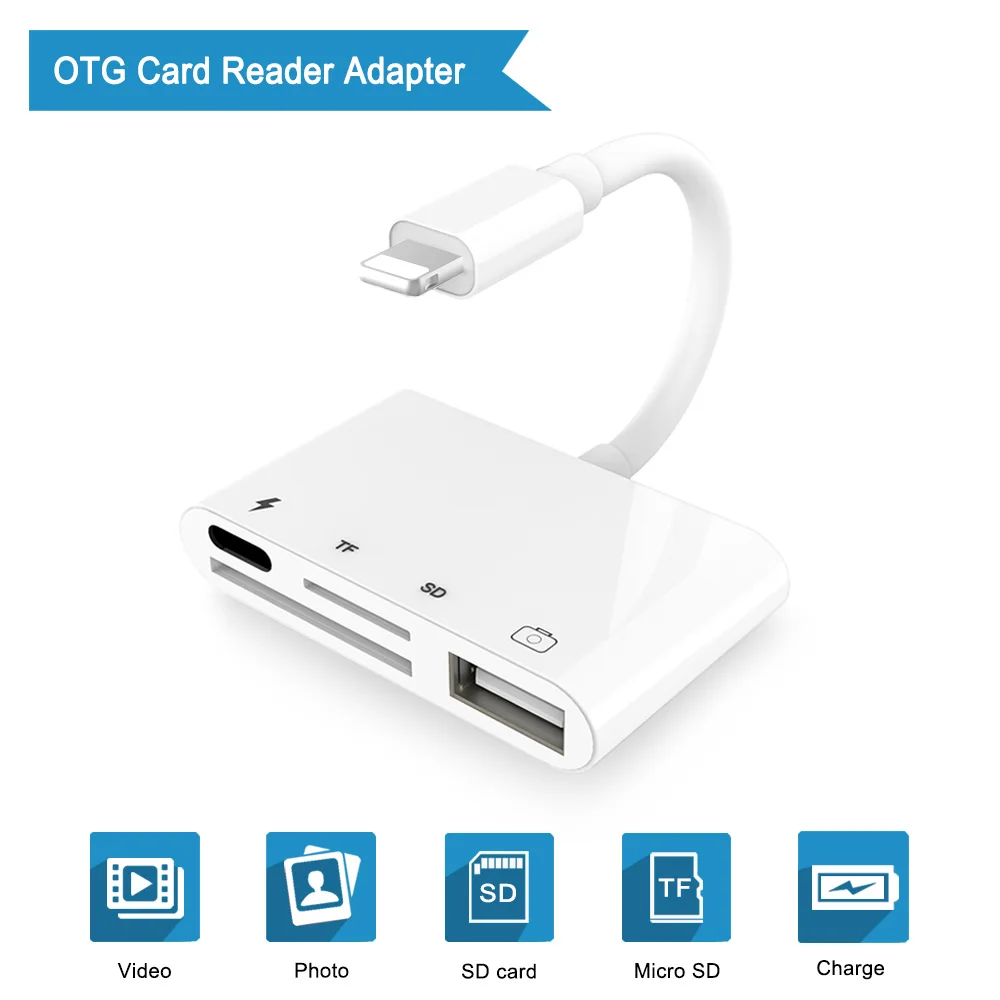 Адаптер OTG для Lightning-USB 3, устройство для чтения двойной камеры с зарядным портом, комплекты для синхронизации данных, для iPhone 7, 8, X, для ipad - Цвет: 4 in 1