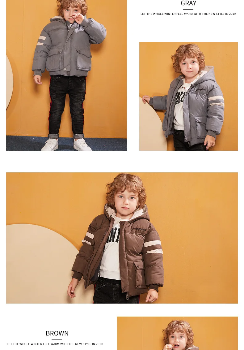 Fashion Boys Winter Jacket Solid Colors Kids Snowsuits Winter Fashion Toddler Boy Girl Down Jacket Clothing Thanksgiving Gifts