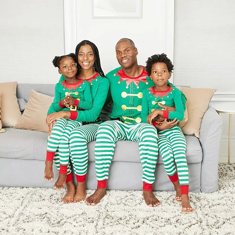 Harpily Family Christmas Pyjamas Set Outfits Xmas Matching Tree Printed Cotton Green Sleepwear Nightwear Pjs Clothes Set for Kids Adults 