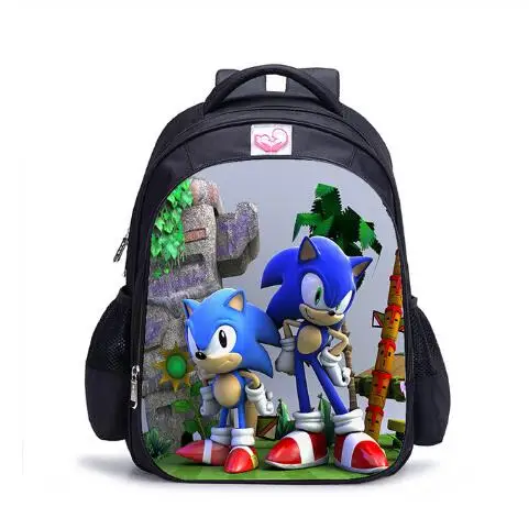 16 дюймов Sonic Hedgehog Mario Bros Детский рюкзак ПРЕКРАСНАЯ школьная сумка для мальчиков и девочек ортопедический рюкзак наборы Сумка-карандаш - Цвет: picture color