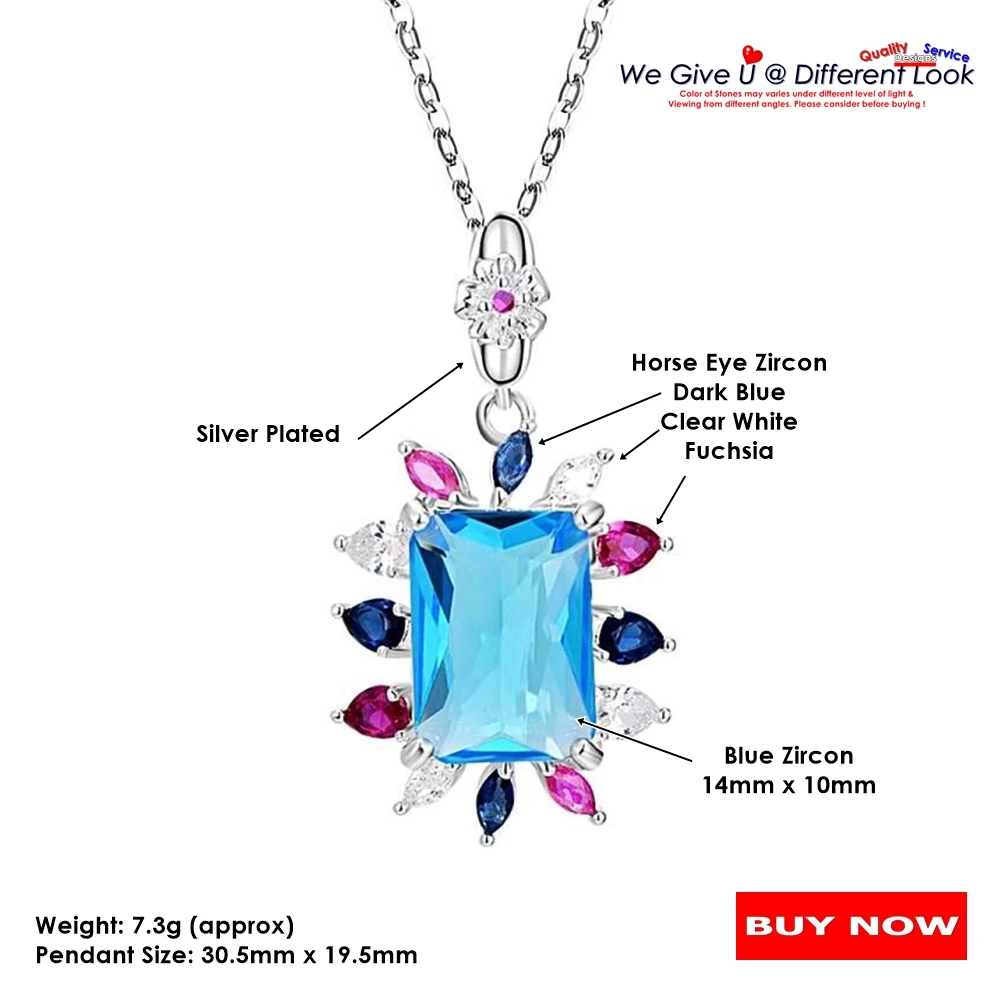 DreamCarnival1989 New 14mm Big Zircon Pendant Necklace Women Fine Cut Birthday Gift Russia French Color Fashion Jewelry WP6908BL images - 6