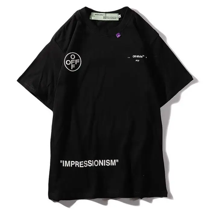 "99" граффити стрелы Off-White OW для мужчин и женщин унисекс пара влюбленных моделей хлопок Повседневная мода короткий рукав круглый вырез Футболка
