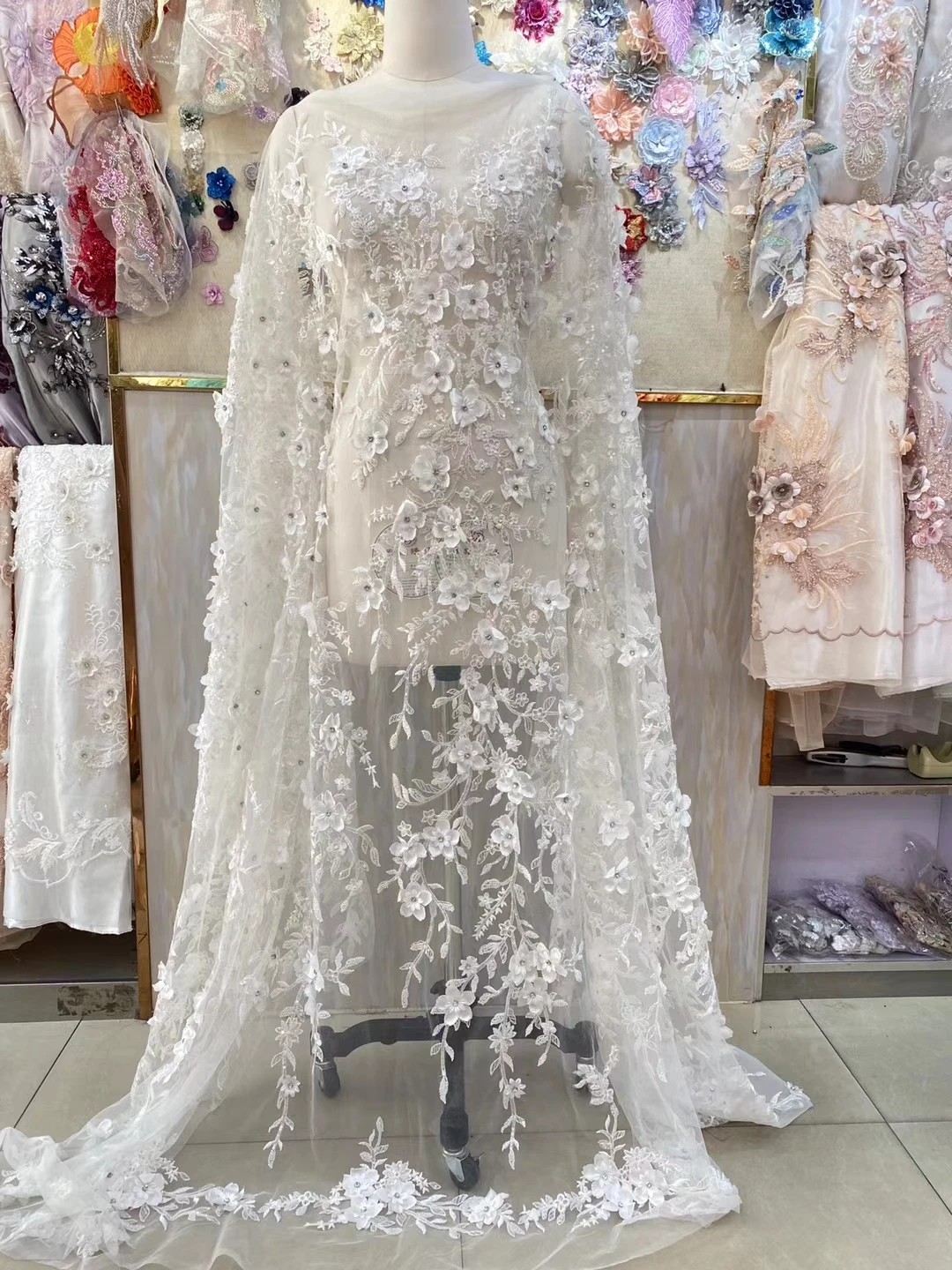 

African French Lace Fabric High Quality African Tulle Lace Fabric For Wedding Beaded stones net French Lace Fabric GY01
