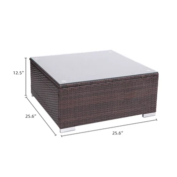 

【US Warehouse】 5 Pieces Patio PE Wicker Rattan Sofa Set