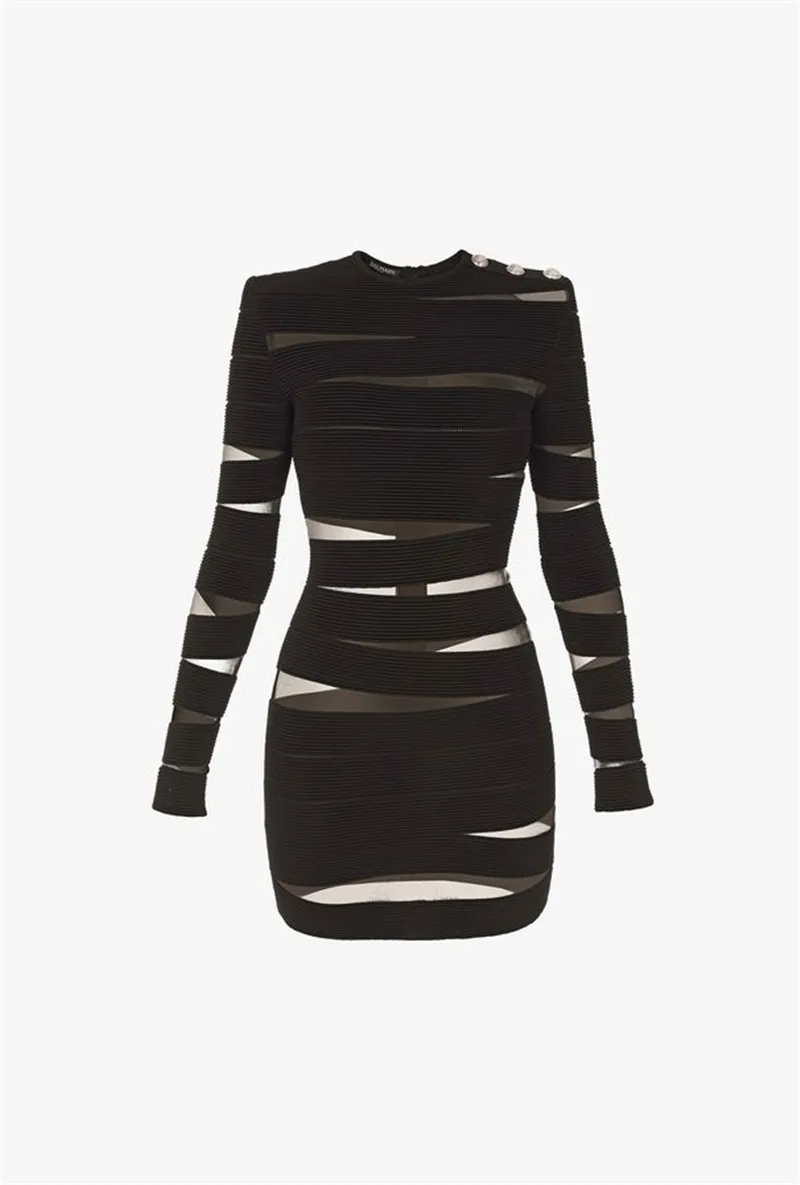 Высокое качество Черный Фиолетовый с длинным рукавом Твердые Bodycon Зимние женские Бандажное платье ночные вечерние платья
