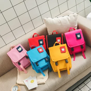 

Korean Style Children's Backpack Canvas Lovely Cat Design Anti-lost Children Student Bag Large Capacity Kindergarten Bag ZL713