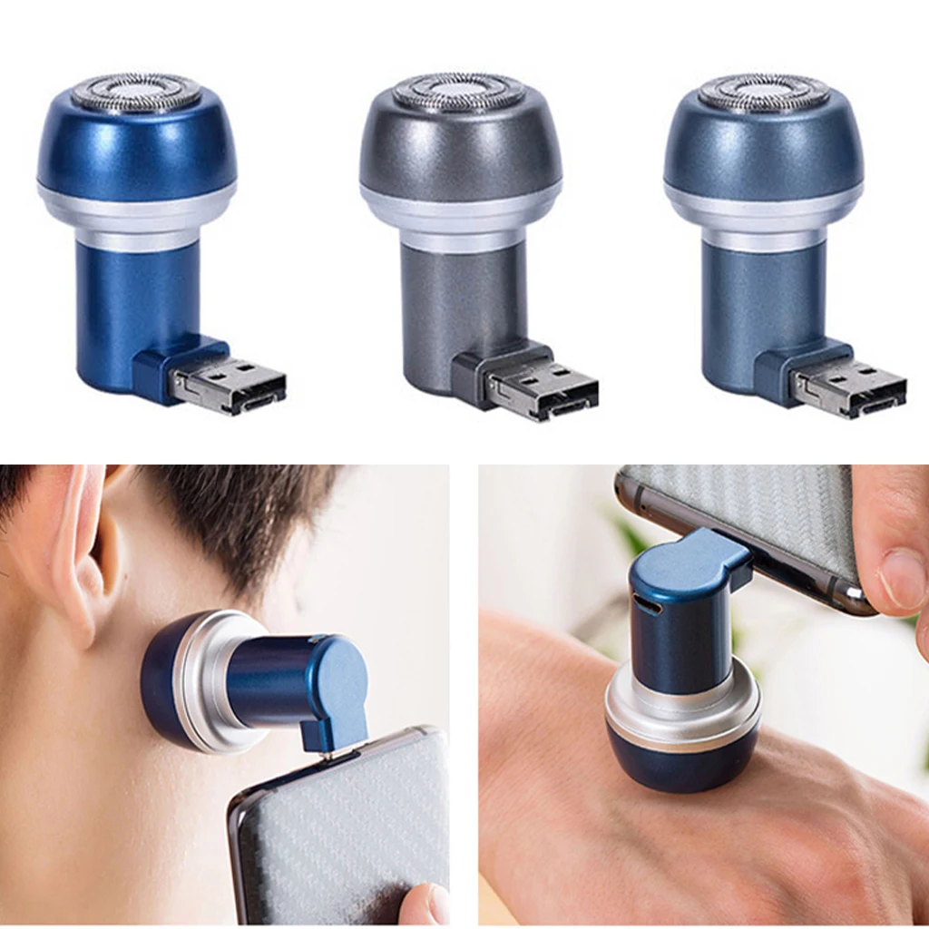 Portable Travel Electric Rotary Razor Hair Removal Mini Shaver for Men Women USB+Micro USB 2 in 1 Mobile Phone Razor