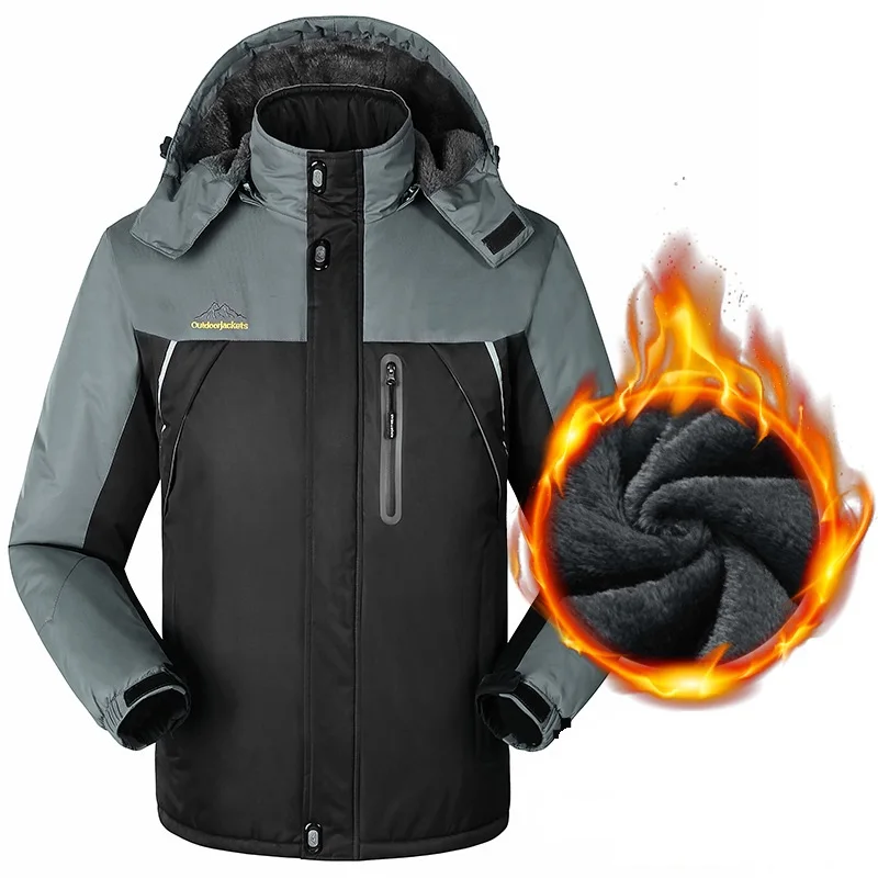 -30 C FIT Зимняя теплая куртка мужские плюс бархатные парки пальто 6XL 7XL 8XL 9XL водонепроницаемые ветрозащитные флисовые жакеты Hombre