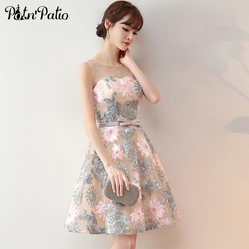 Кружевные цветочные короткие платья для выпускного вечера 2020 элегантные