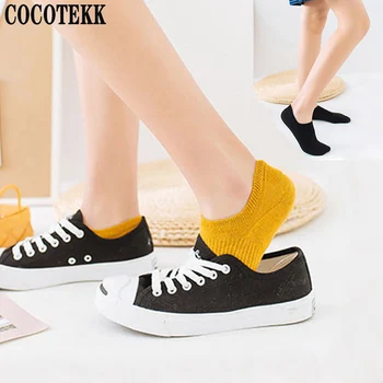 

New Arrived Colorful Combed Cotton Women Socks Hot Spring Summer Comfortable Boat Socks Female Invisible Non-slip Silicone Gifts
