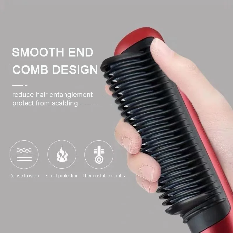 Pente de Cabelo Elétrico Barba Liso Cerâmica Quente Alisador Curler Curling Vara Preguiçoso Dupla Utilização Aquecimento Estilo Ferramenta 110v-220v Ptc 4 Pente de cabelo elétrico barba liso ptc
