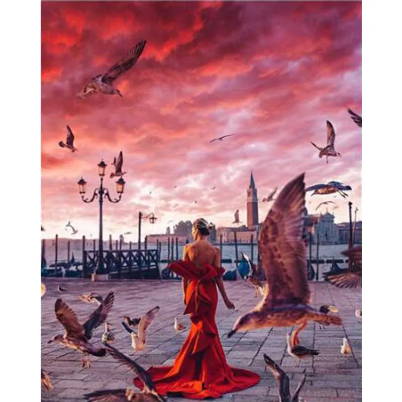 

Frame Prague Square Peace Dove Pictures By Numbers Painting By Numbers Oil Painting On Canvas Handmade Decoration Home