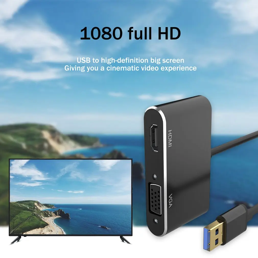 Usb 3,0 к адаптер Hdmi VGA 1080P конвертер Hdmi кабель для Windows 7/8/10 HD TV Usb 3,0 к адаптер Hdmi VGA