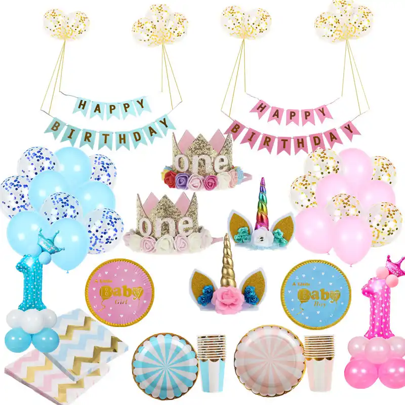Kids 1st Birthday Party Decoration 1 Year Old Crown Baby Boy Girl