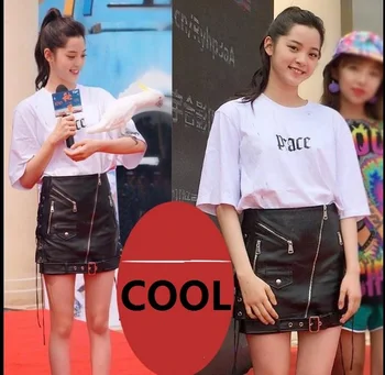 

Free shipping,Genuine leather girl slim cool short skirts.fashion sheepskin A-line black,quality female punk style sales young