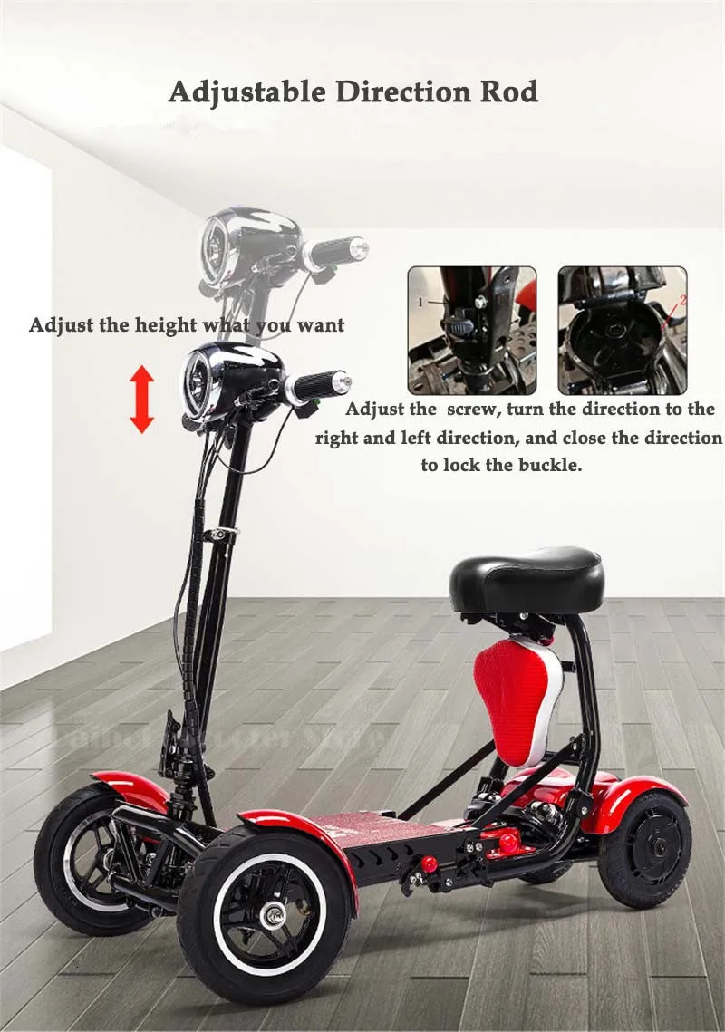 Daibot Electric Elderly Scooter 4 Wheels Electric Scooters 10 Inch 500W Foldable Electric Scooter For Disabled BlueBlackRed (18)