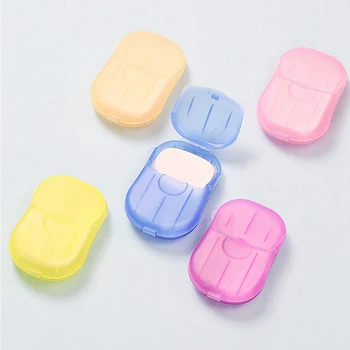 

20pcs Portable Outdoor Travel Soap Paper Washing Hand Bath Clean Scented Slice Sheets Disposable Boxes Soap Mini Paper Soap
