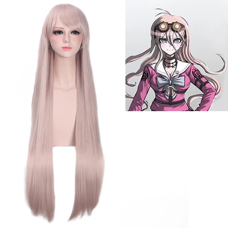 Miu Iruma Cute Pink Color Wig Danganronpa: Trigger Happy Havoc Cosplay Long Hair Synthetic 100cm |