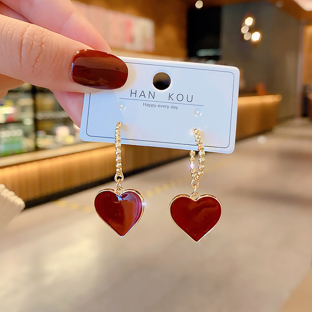 2020 Red Heart Pendant Big Drop Earring For Women Cross Heart Gold Color Large Circle Statement Earrings Brincos Jewelry