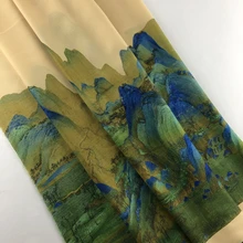 Новая Мода Тренд Китайский древний костюм горы Печать шифон Дизайнер DIY материал ткань 90x150 см