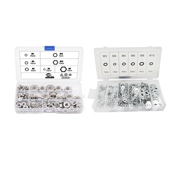 

140pcs Hex Flange Nuts Assortment Kit 304 Stainless Steel & 900Pcs Stainless Steel Ring Gasket Flat Washers