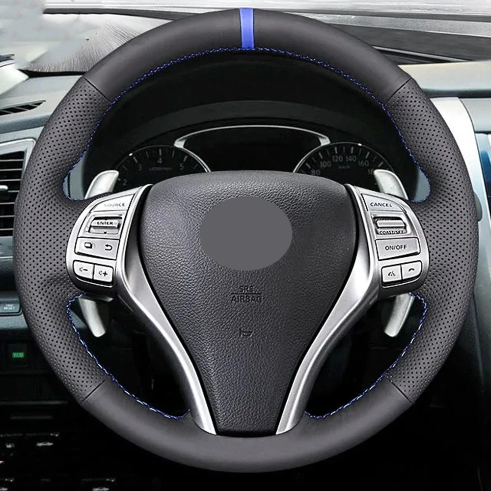 Car Steering Wheel Cover Black Artificial Leather For Nissan Teana Altima 2013-2018 X-Trail Qashqai 2014-2017 Pulsar 2015-2018
