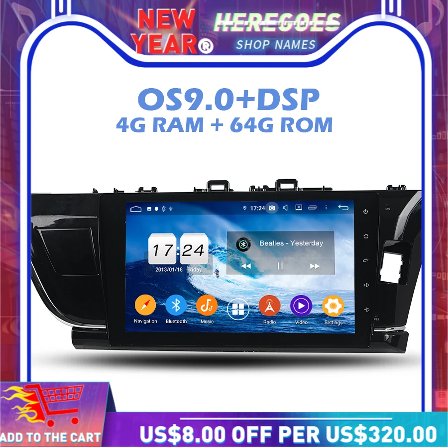 IPS DSP Android 10 0 4 Гб RAM 64 ROM автомобильный dvd-плеер Wifi 4G Bluetooth RDS радио GPS карта для Toyota