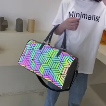 

Travel Bag Female Laser Colorful Yoga Fitness Bag Large Capacity Hand Bill of Lading Shoulder Cross Travel Bag Carry on Luggage