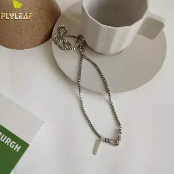 

Flyleaf Designer Simple Box Chain Choker Necklace 100% 925 Sterling Silver Short Necklace For Women Fine Jewelry Chain Vintage