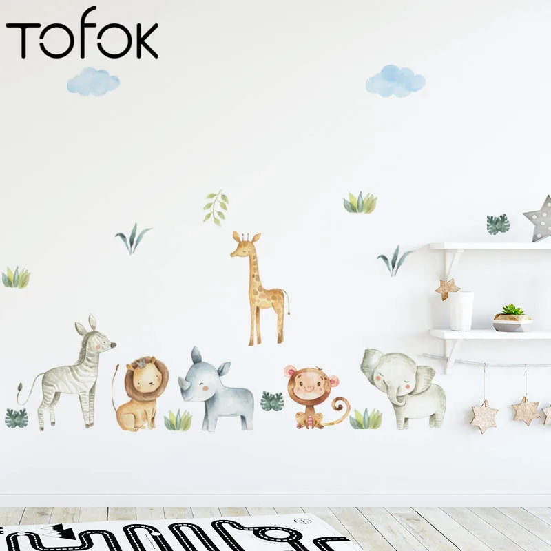 Tofok лес Лев Обезьяна DIY настенные наклейки для детской комнаты свежий