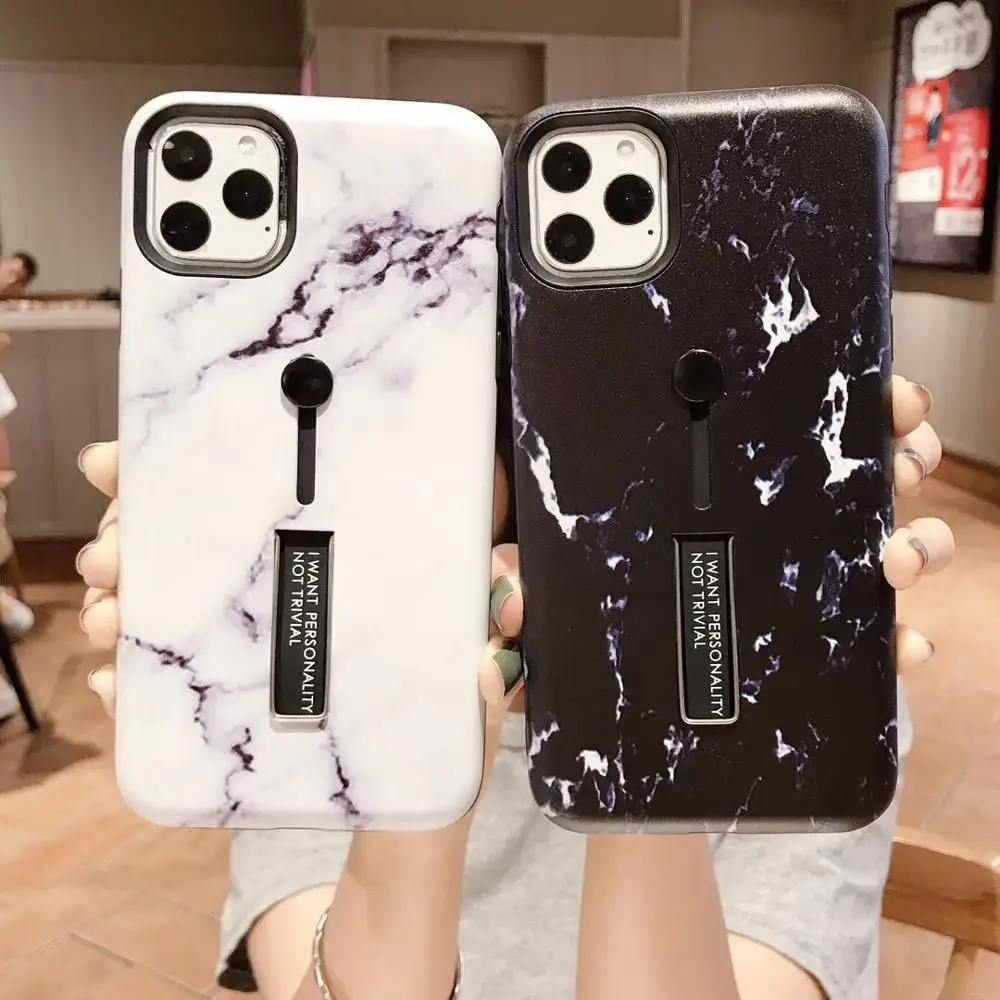 Чехол для iphone 7 8 6s 6 Plus 11PRO MAX XS /XR модная петля на палец мраморный принт скрытое