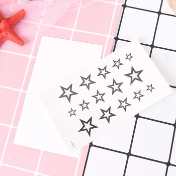 

10Pcs Hollow Solid Black Five-pointed Stars Hollow Waterproof Temporary Tattoo Stickers Newly Design