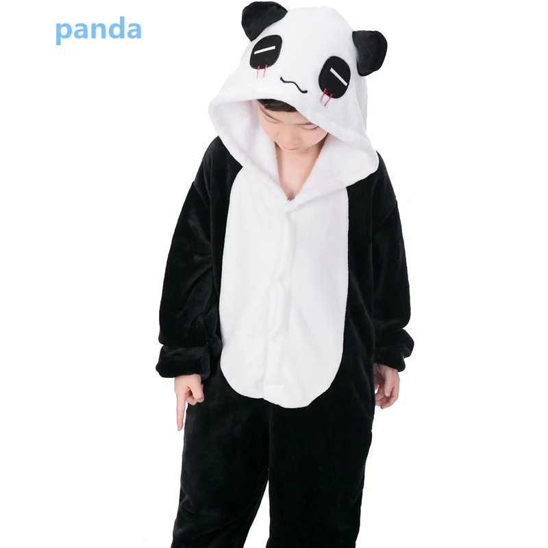 Panda Зимние Детские пижамы для девочек и мальчиков; Детский комбинезон; детский пижамный комплект; одежда для сна с рисунками животных; одежда для сна с вышивкой панды, единорога, кигуруми; Косплей - Цвет: Panda
