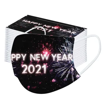 

2021 Happy New Years 100Pcs Adult Disposable Mask 3 Layer Filter Hygiene Women Face Mouth Mask Protective Face Mask Mondkapjes