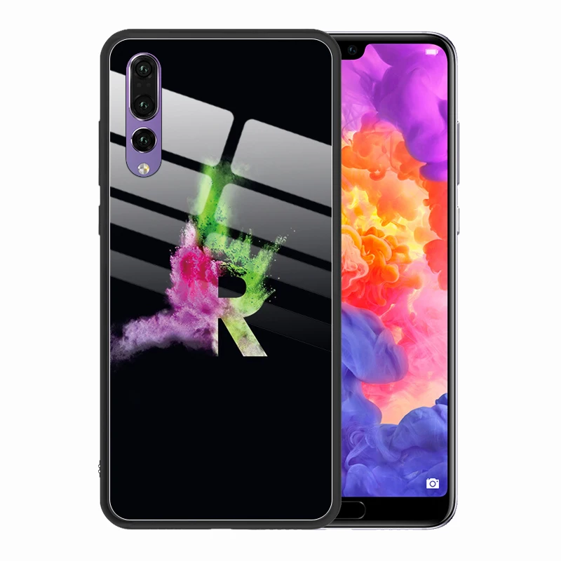 Роскошный чехол для телефона с 26 буквами A B C D для huawei P20 Lite Pro Huawie P30 Lite Pro Coque, закаленное стекло, чехол для huawei P30 Lite P30 Pro huawei mate 10 Lite 20 Lite Funda