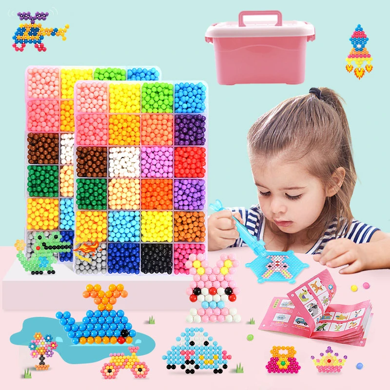 Juego de cuentas mágicas de niebla de agua DIY con caja de almacenamiento, juguetes para niños, niñas de 5 7 8 años, manualidades para de juguete| - AliExpress