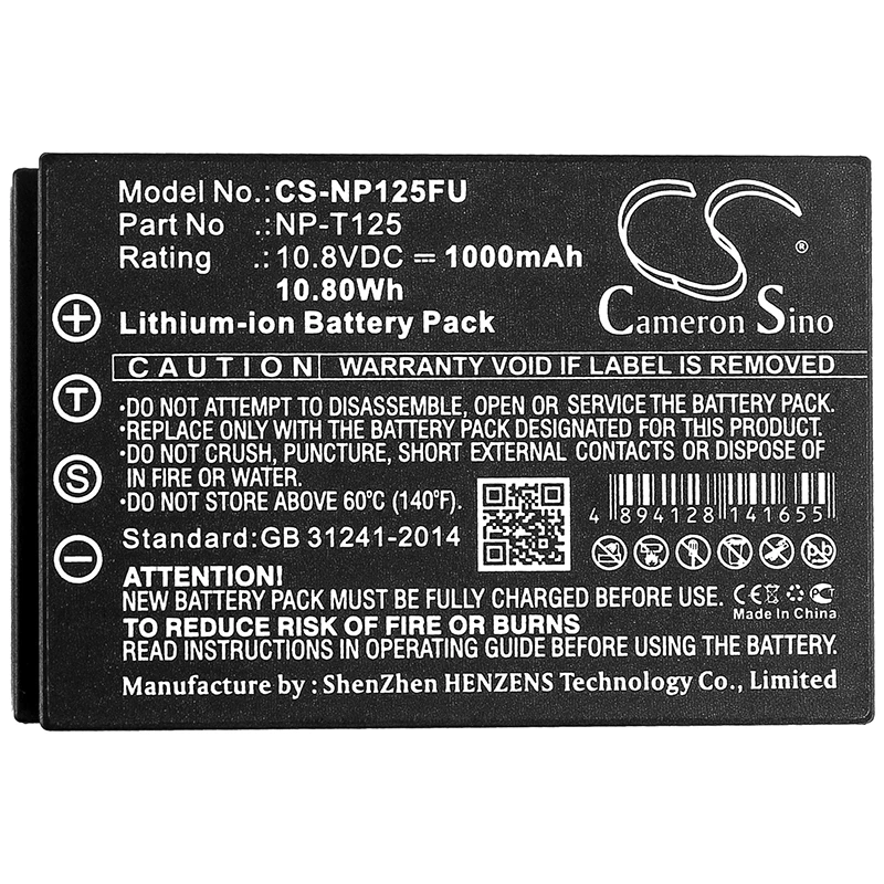Cameron sino 1000mah аккумулятор для Fujifilm GFX 50S среднего формата GFX NP-T125