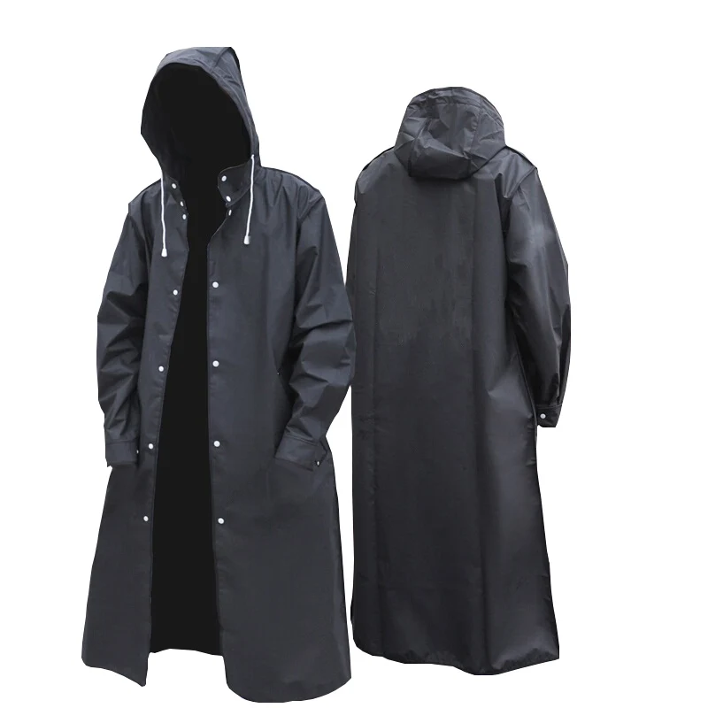 Tanie Czarny moda dla dorosłych wodoodporny, długi płaszcz przeciwdeszczowy sklep