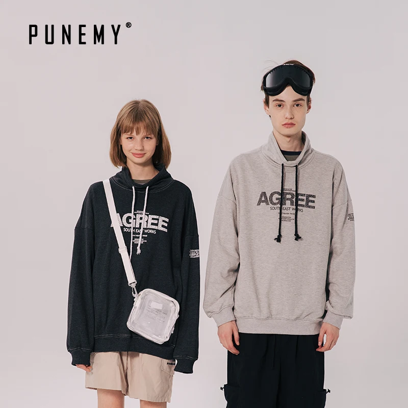 

Hip Hop Streetwear Men Hoodies Stand Collar Retro Harajuku Letter Print Cotton Oversize Pullover Sweatshirts Swag Man's Hoodies