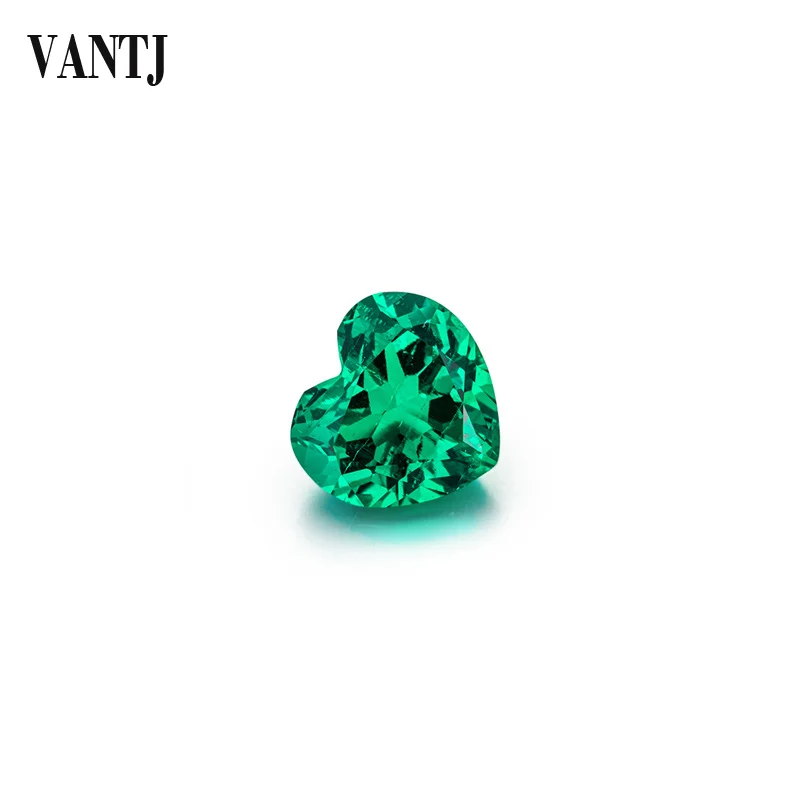 

VANTJ Lab Grown Emerald Loose Gemstone Hydrothermal Created Emerald Heart Cut Diy for Silver Gold Women Jewelry Random Delivery
