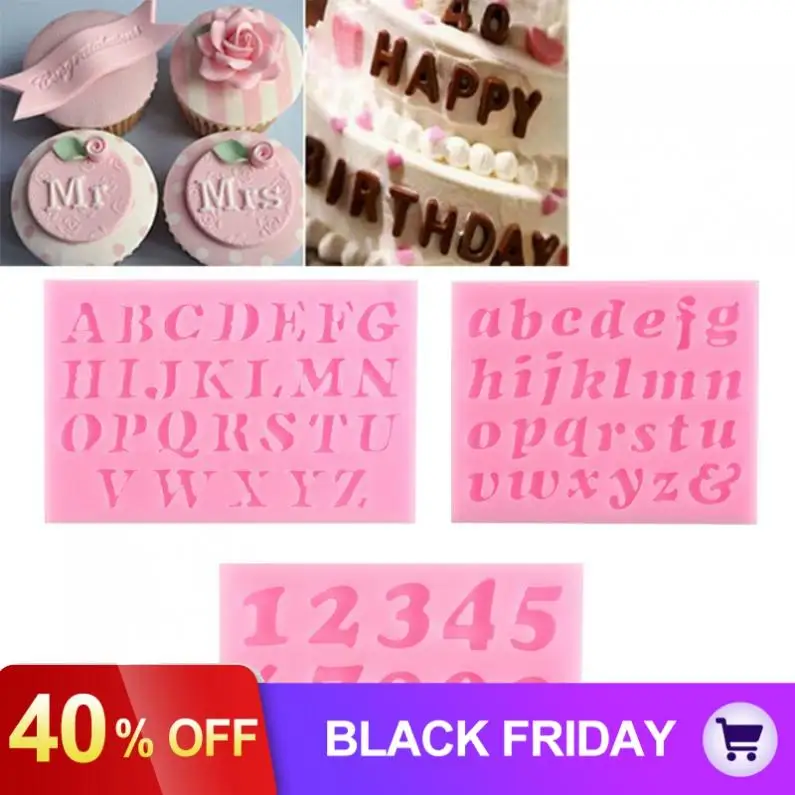 3pcs/set 3D Letters Digital Shaped Silicone Mold Fondant Cake Chocolate Decoration Moulds DIY Baking Tool