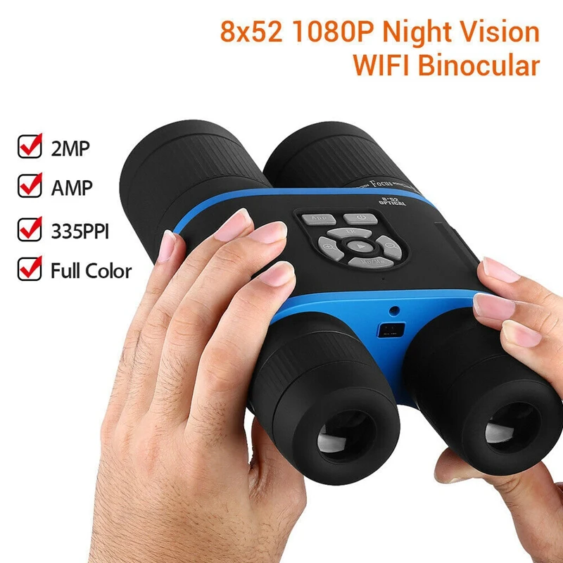  8X52 1080P 2MP Full Color Wifi Binocular Telescope Day & IR Night Vision 335PPI Hunting Cam