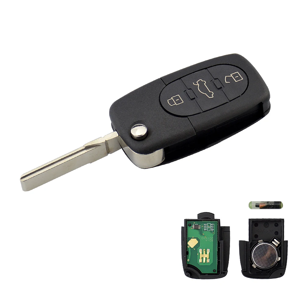 OKEYTECH REMOTE CONTROL FOR AUDI CAR KEY FOR AUDI TT A4 A6 A8 QUATTRO RS4 1995-2004 2 3 4 BUTTONS 433MHZ ID48 CHIP UNCUT BLADE
